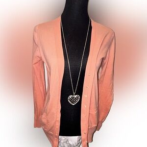 JCrew cotton cardigan. Peach colorpearl style buttons lightweight 51